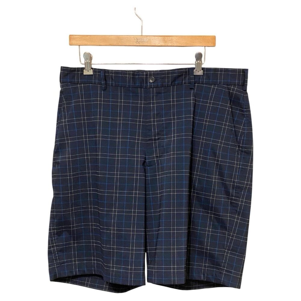 Pebble Beach Blue Striped Plaid Shorts Men's Size 36 Flat Front Summer Beach Fun